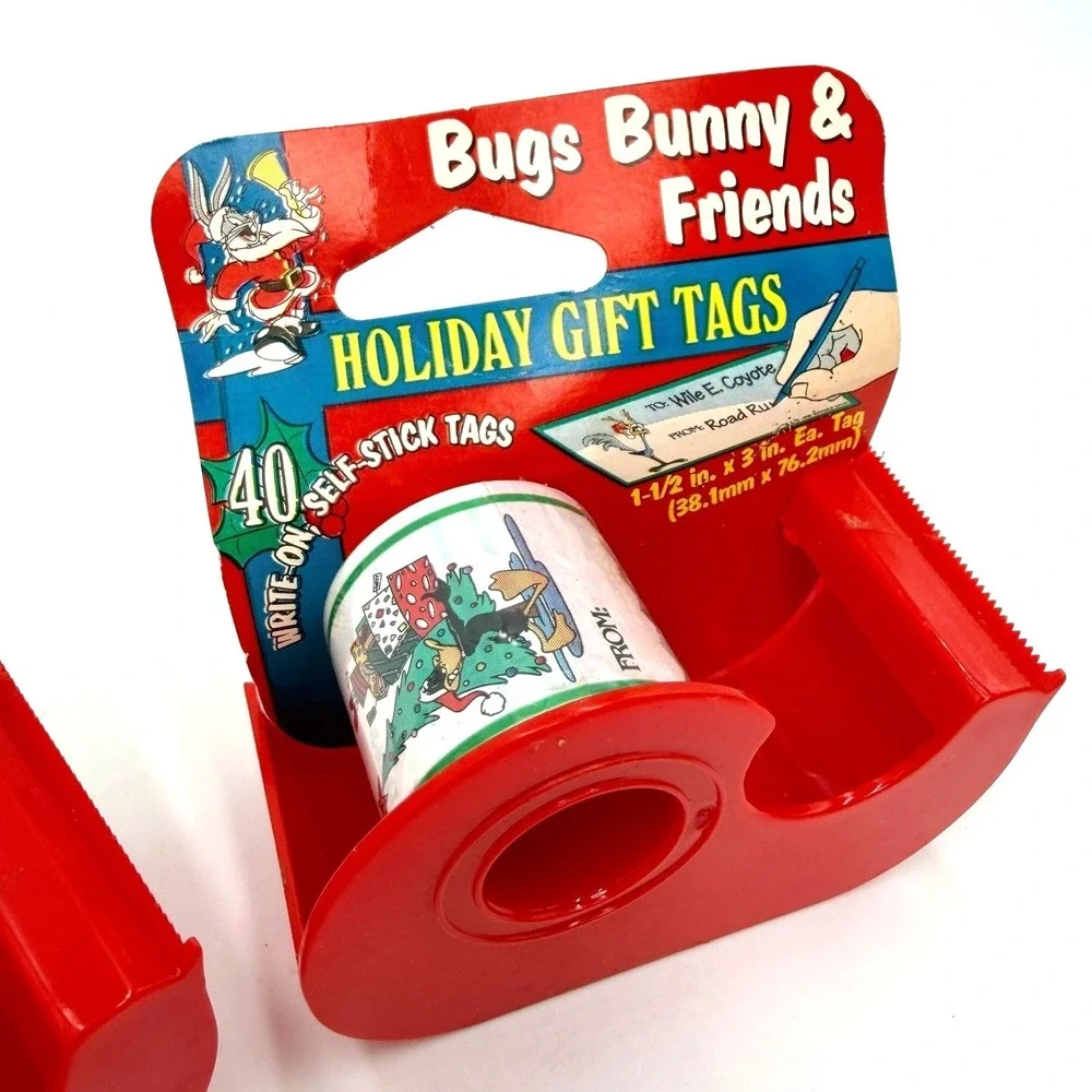 Vintage 1996 Looney Tunes Bugs Bunny Holiday Gift Tags 2 Rolls 80 Self-Stick Tag